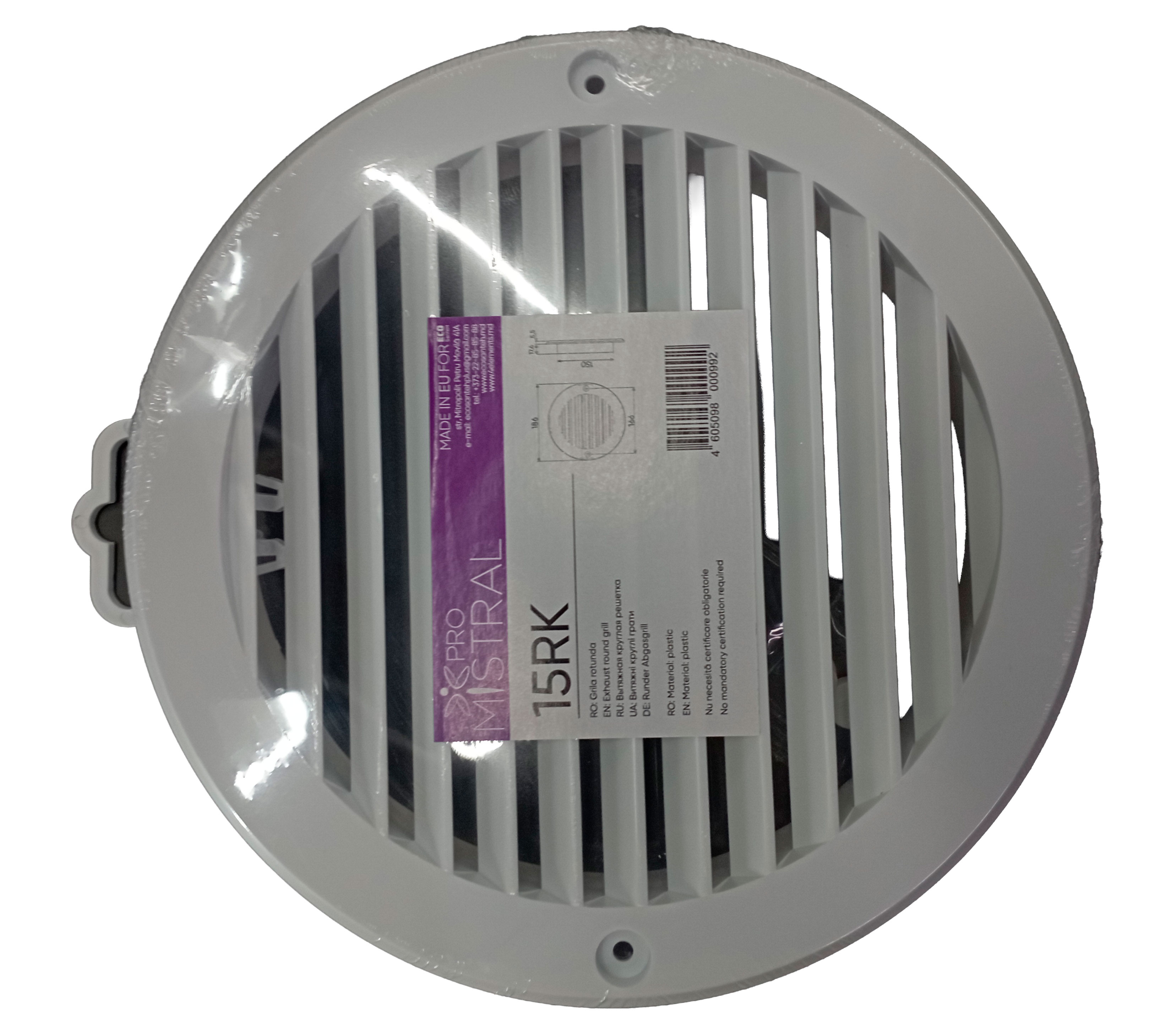 Grilă ventilație rotundă D150 White Mistral 15RK
