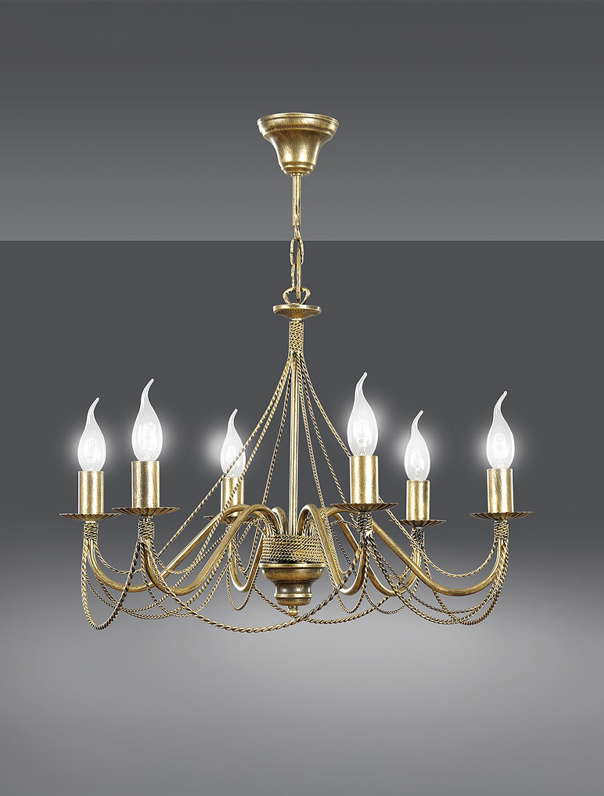 Lustră TORI 6XE14 antică aurie EMIBIG