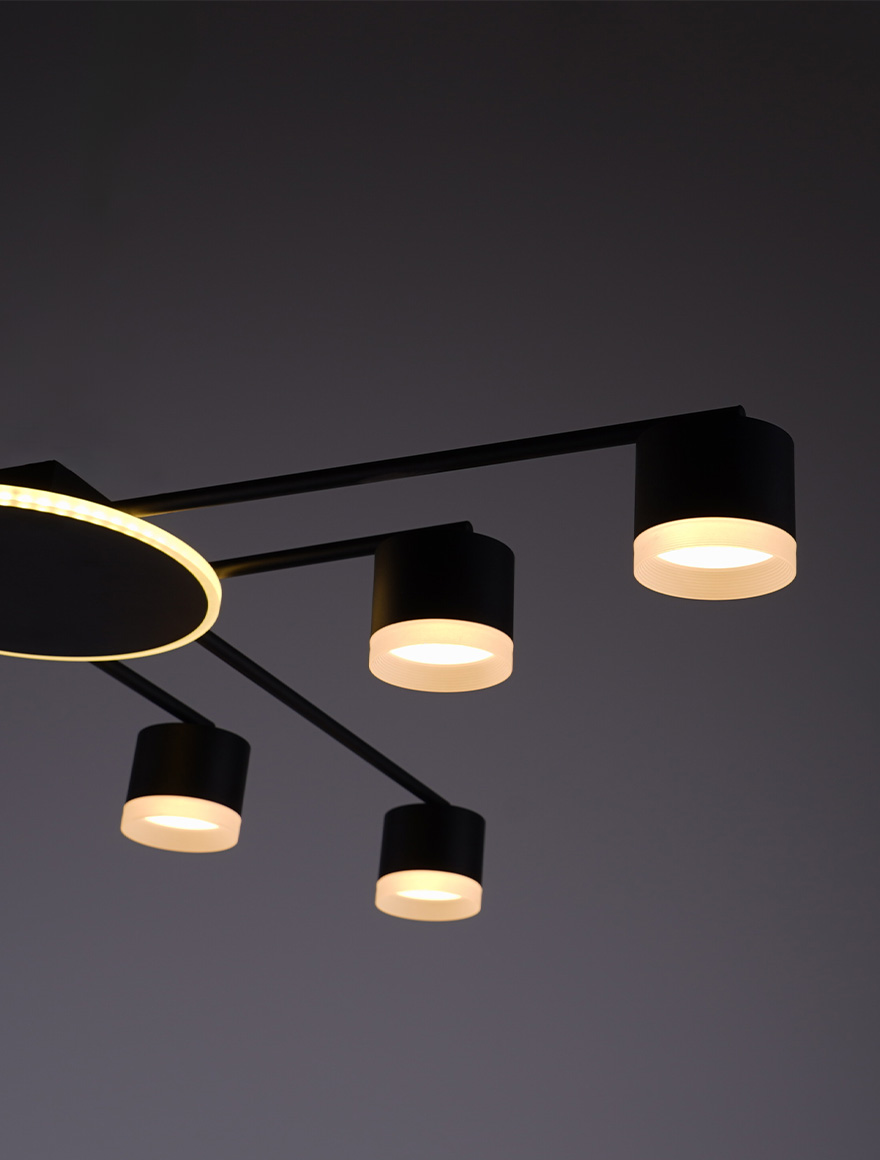 Lustră 8*GX53+LED 12W 4000K neagră LUMINALED