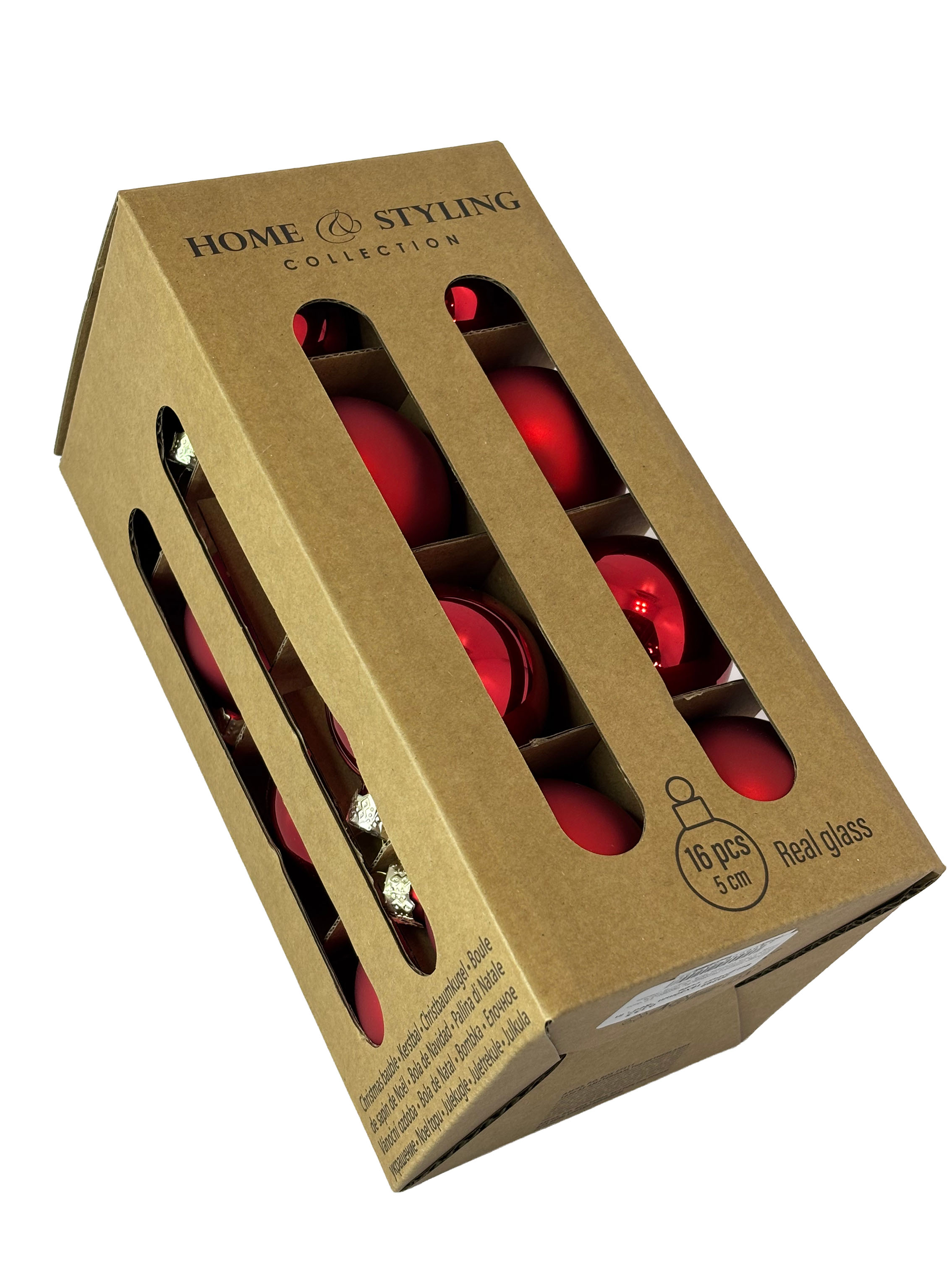 Set globuri 16X50mm "Red", în cutie