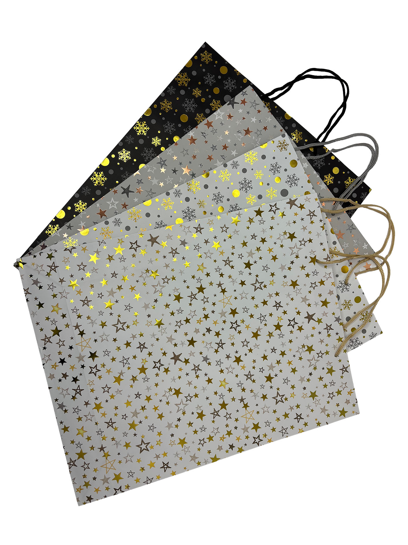 Pungă cadou "Steluțe și fulgi de nea" 33X10X41сm