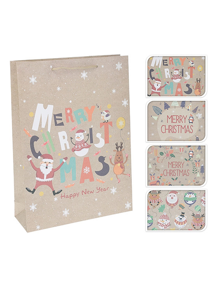 Pungă cadou "Moș Crăciun vesel" 18X8X23cm