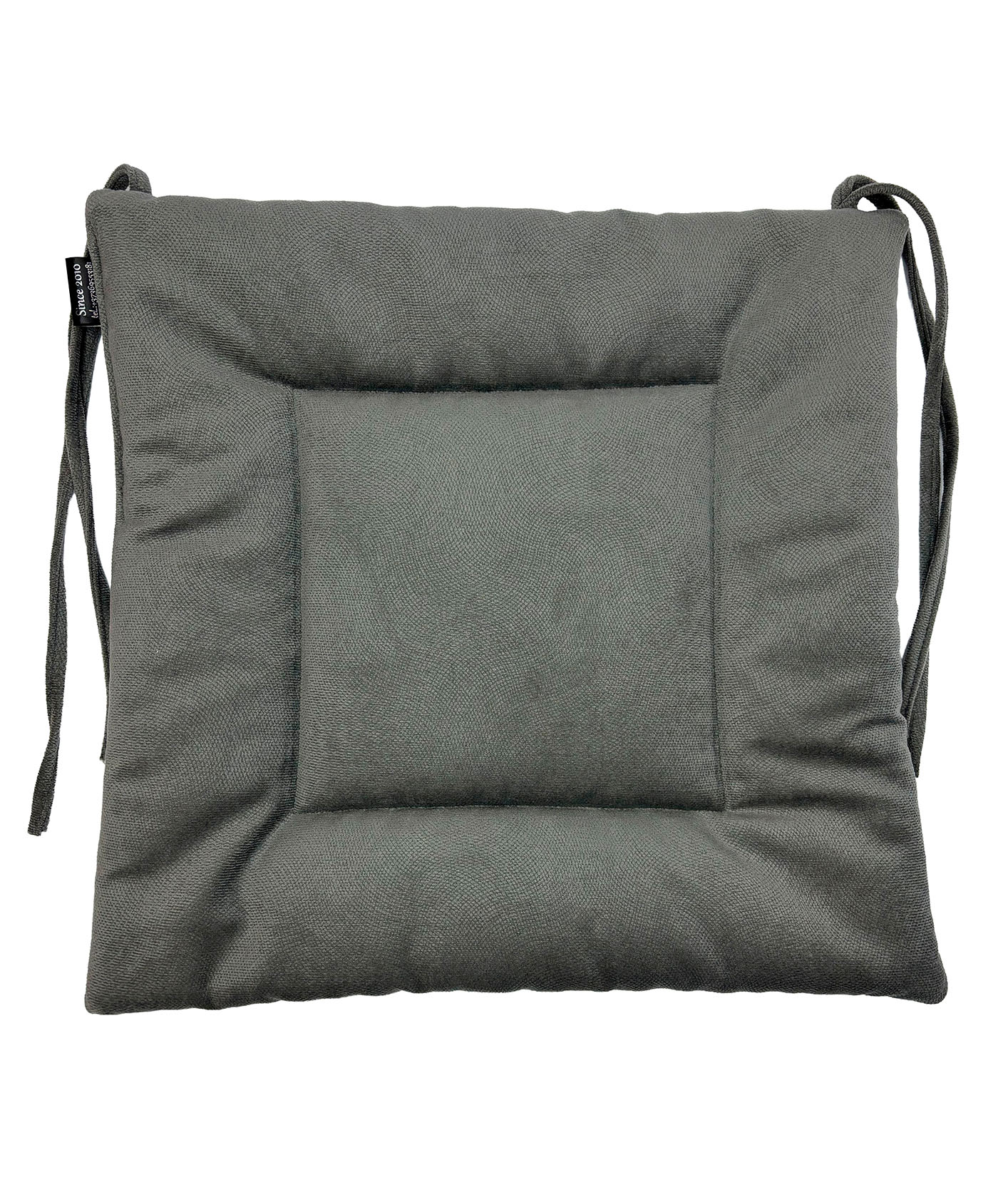 Подушка для стула 40*40 см с кружевом, темно-серая, 18