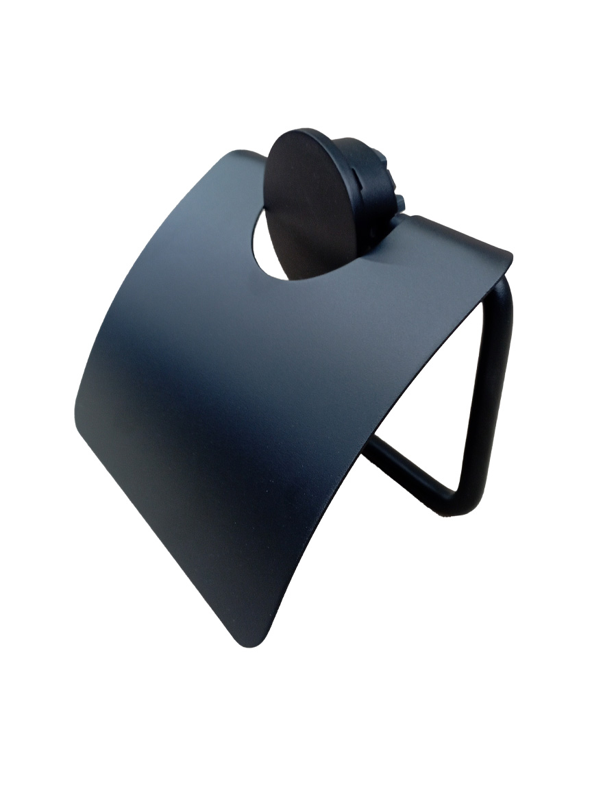 Suport p/u hârtie wc cu capac "GEESA OPAL" Negru mat