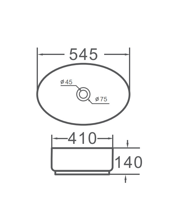 Умывальник K606 Black-White 545*410*140