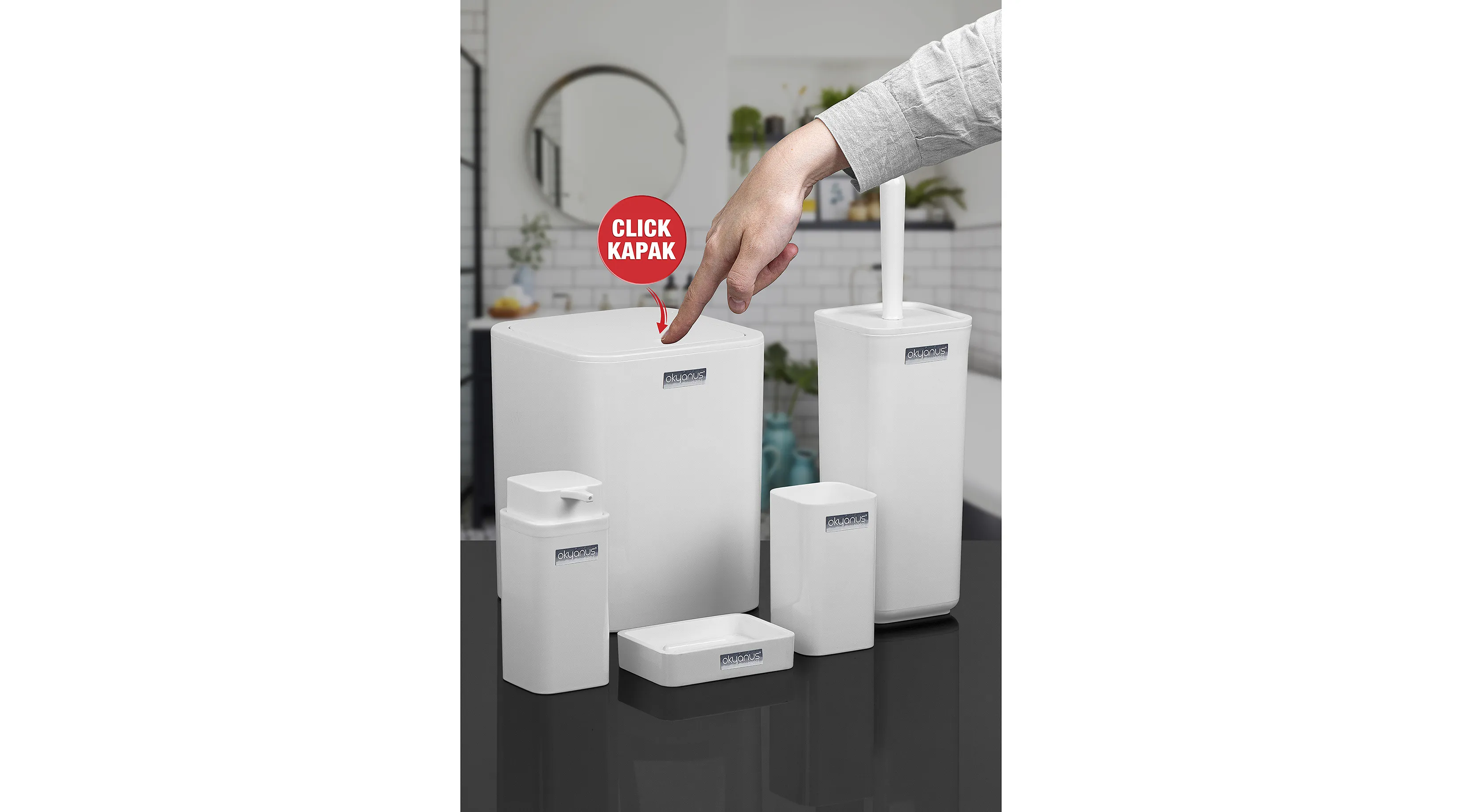 SQUARE 5pcs BATHROOM SET WHITE/OKY-615-B(8)