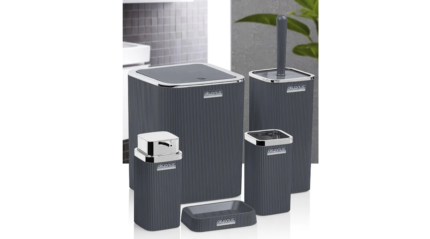 STELLA 5pcs BATHROOM SET ANTHRACITE/OKY-461-A(8)