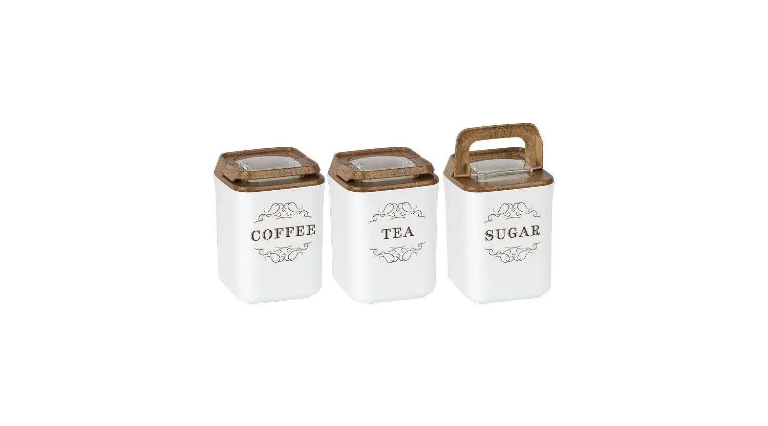 Vacuum Square Storge Jar set 3pcs Wooden (900ml+900ml+900ml)OKY-237-3 (12)