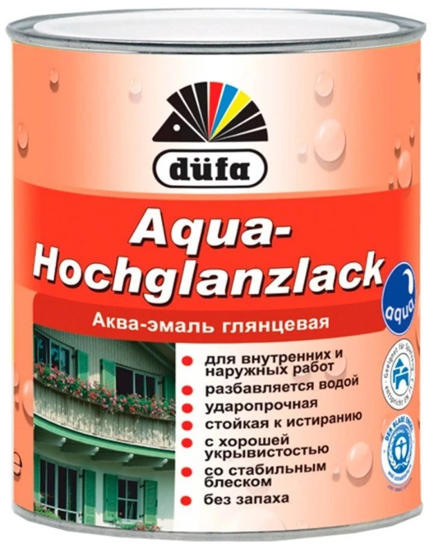 Краска эмалевая акриловая D-AQUA-HGLAK 0.75L (белая) глянцевая