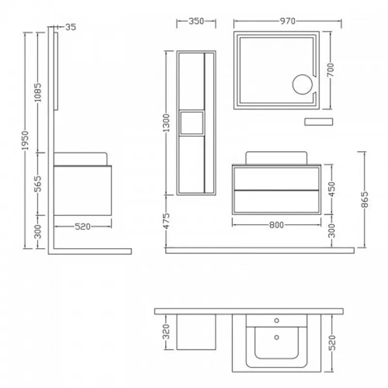 Mobilier de baie Elantra 80 white