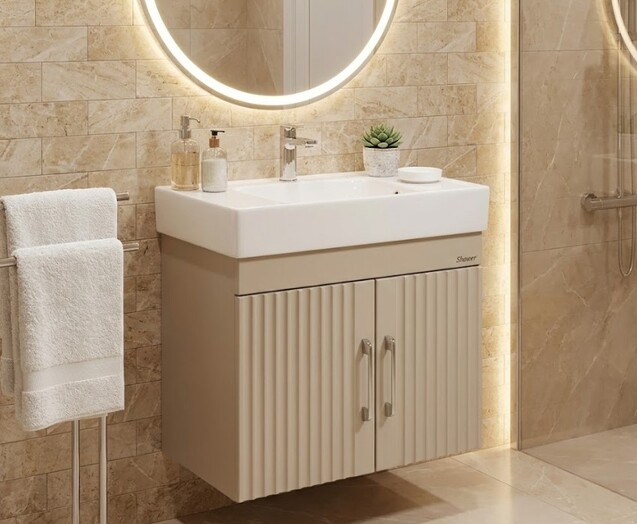 Mobilier de baie suspendat AREA 60cm sahara+Sharp 60