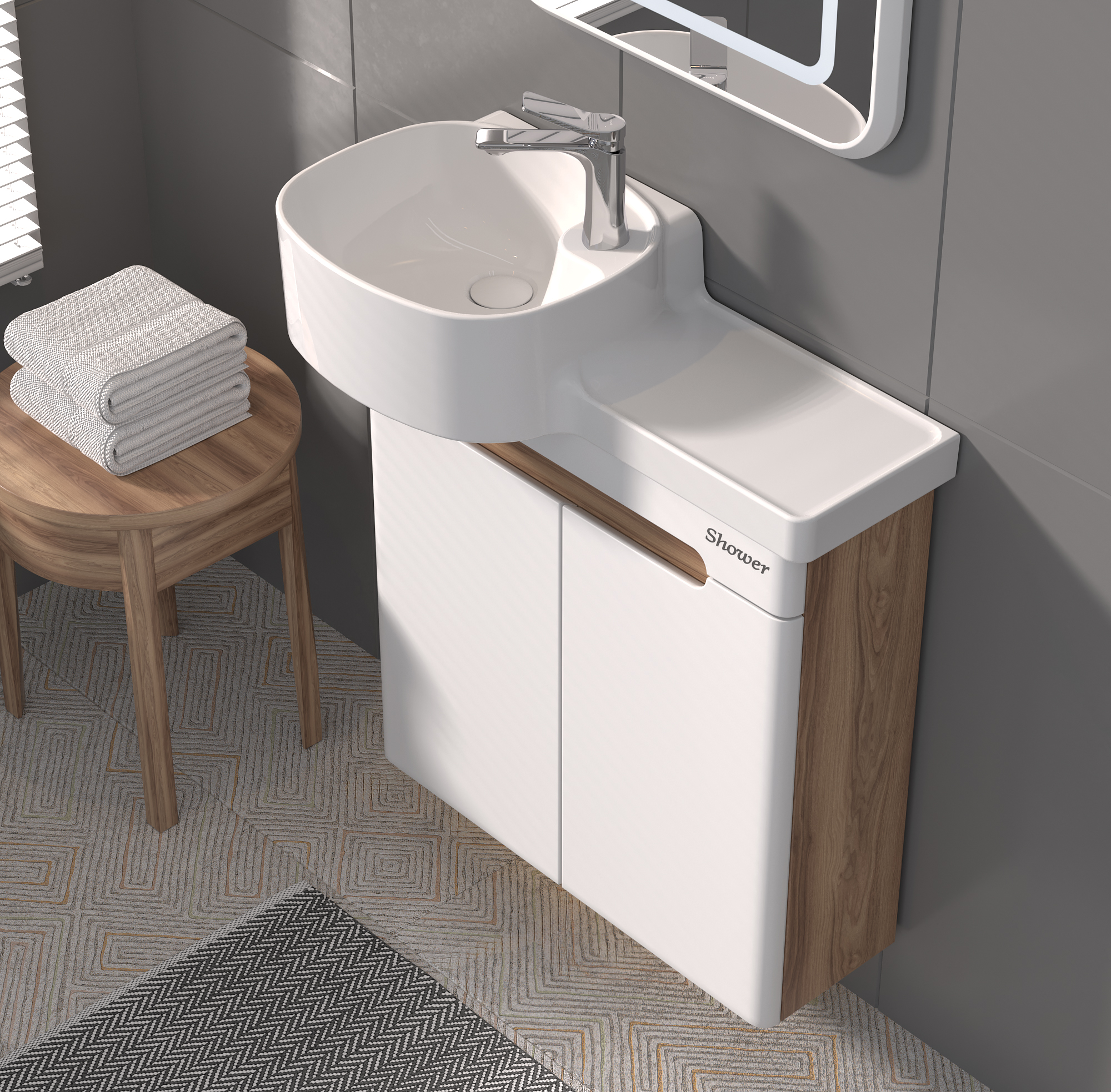 Mobilier de baie suspendat COOL WHITE 70cm+Frame 70