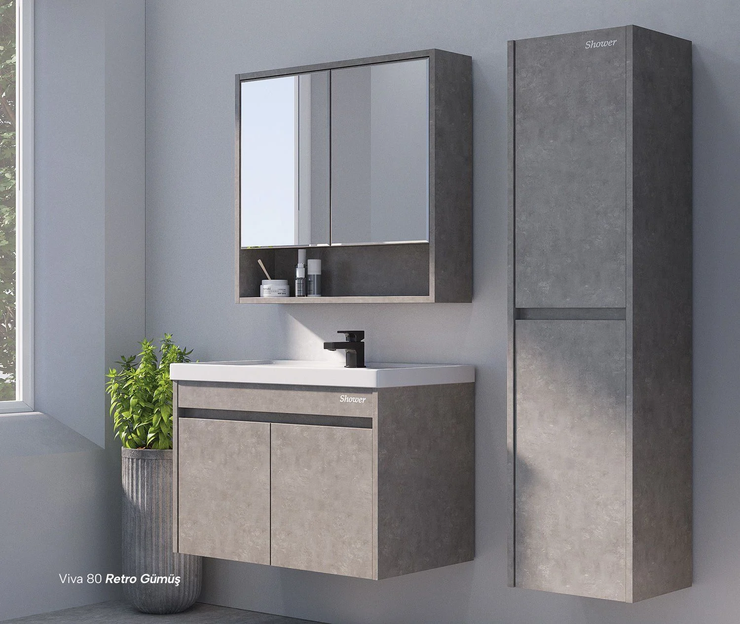 Mobilier de baie suspendat VIVA Sur 70cm+Frame 70