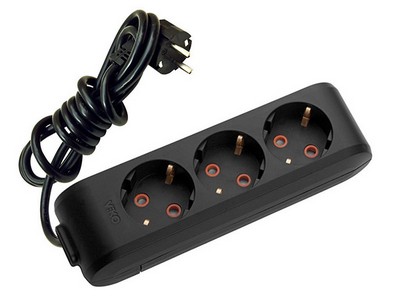 Удлинитель на 3 розетки с переключателем, 5 м, 16 A, чёрный, Multi-Let
