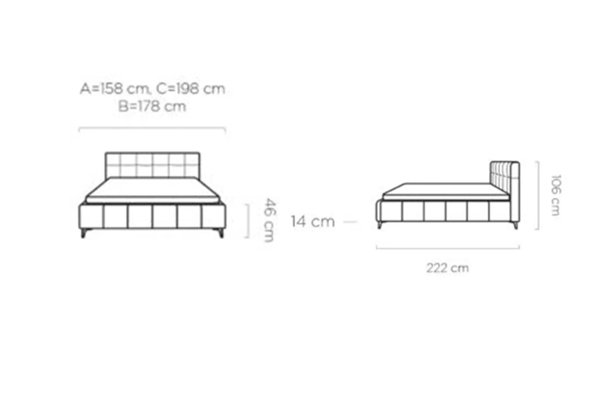 Dormitor NAOMI WB tapițat cu stofă