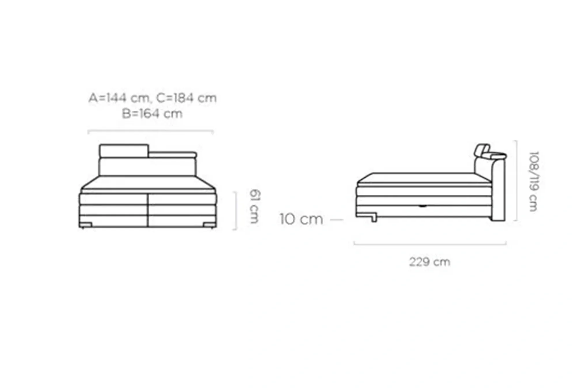 Dormitor KANO tapițat cu stofă