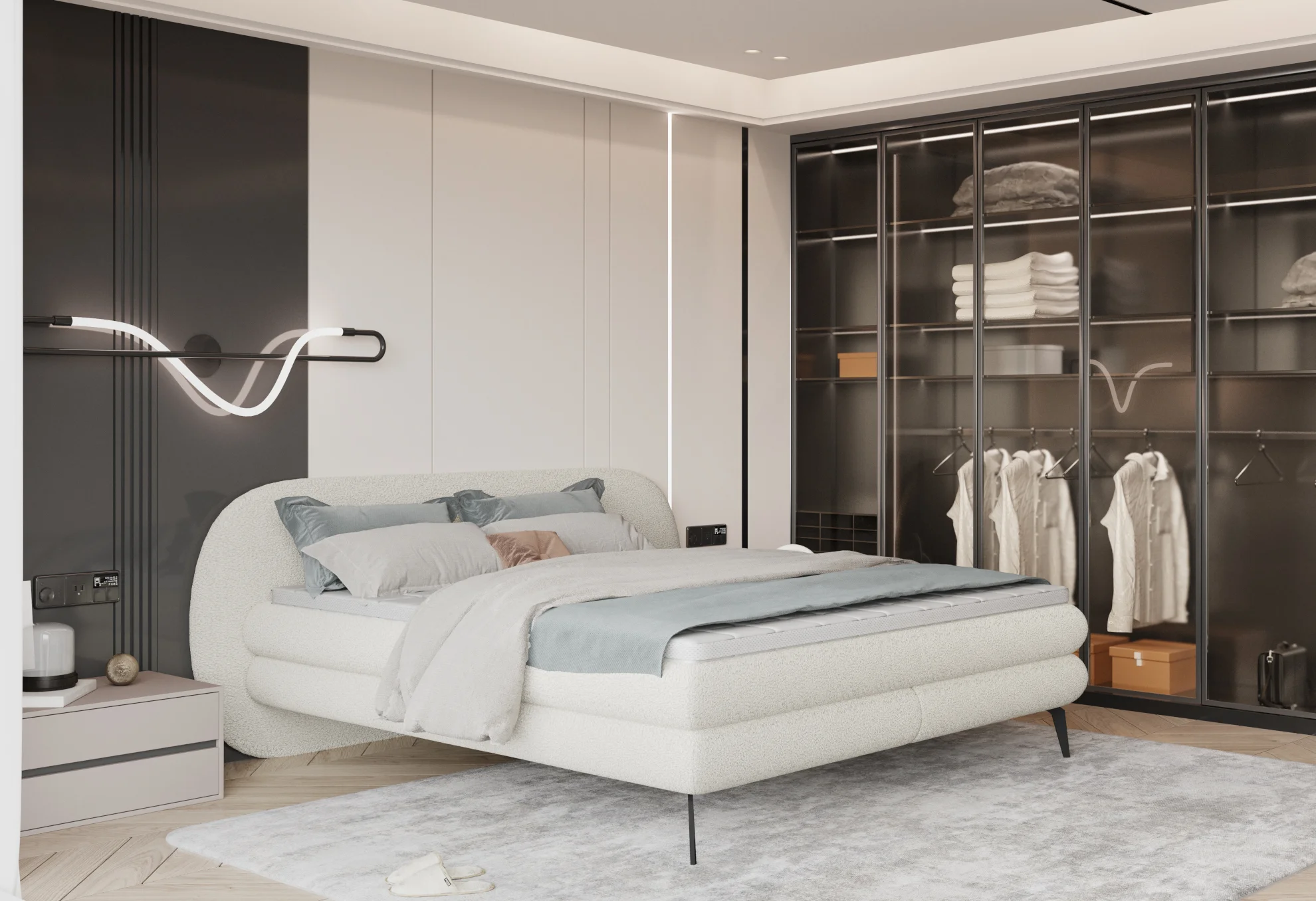 Dormitor OVO tapițat cu stofă