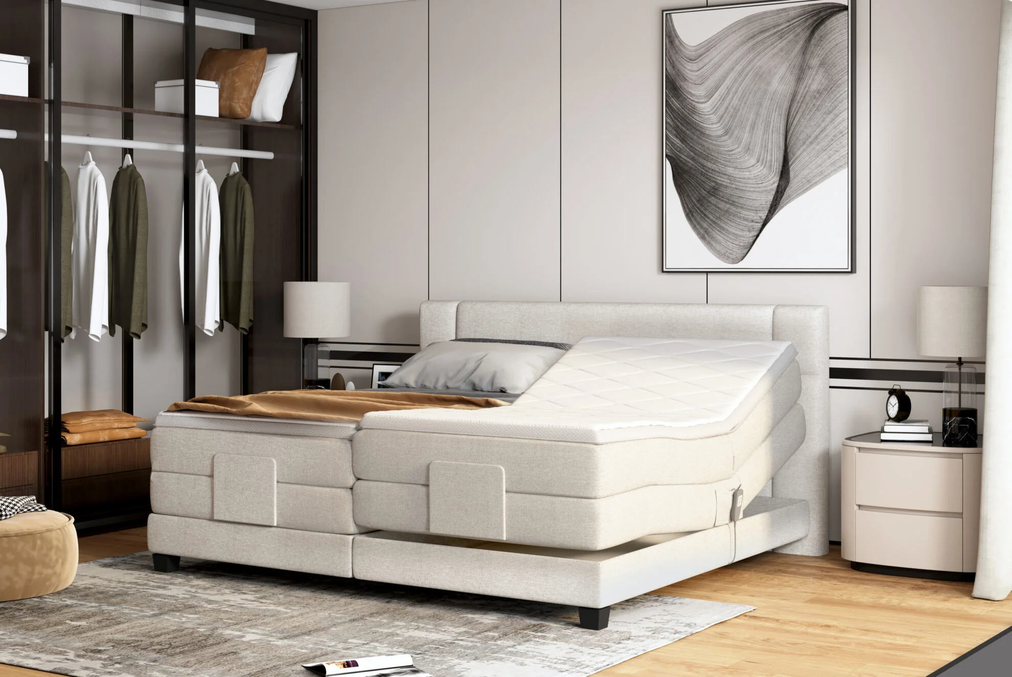 Dormitor REY tapițat cu stofă