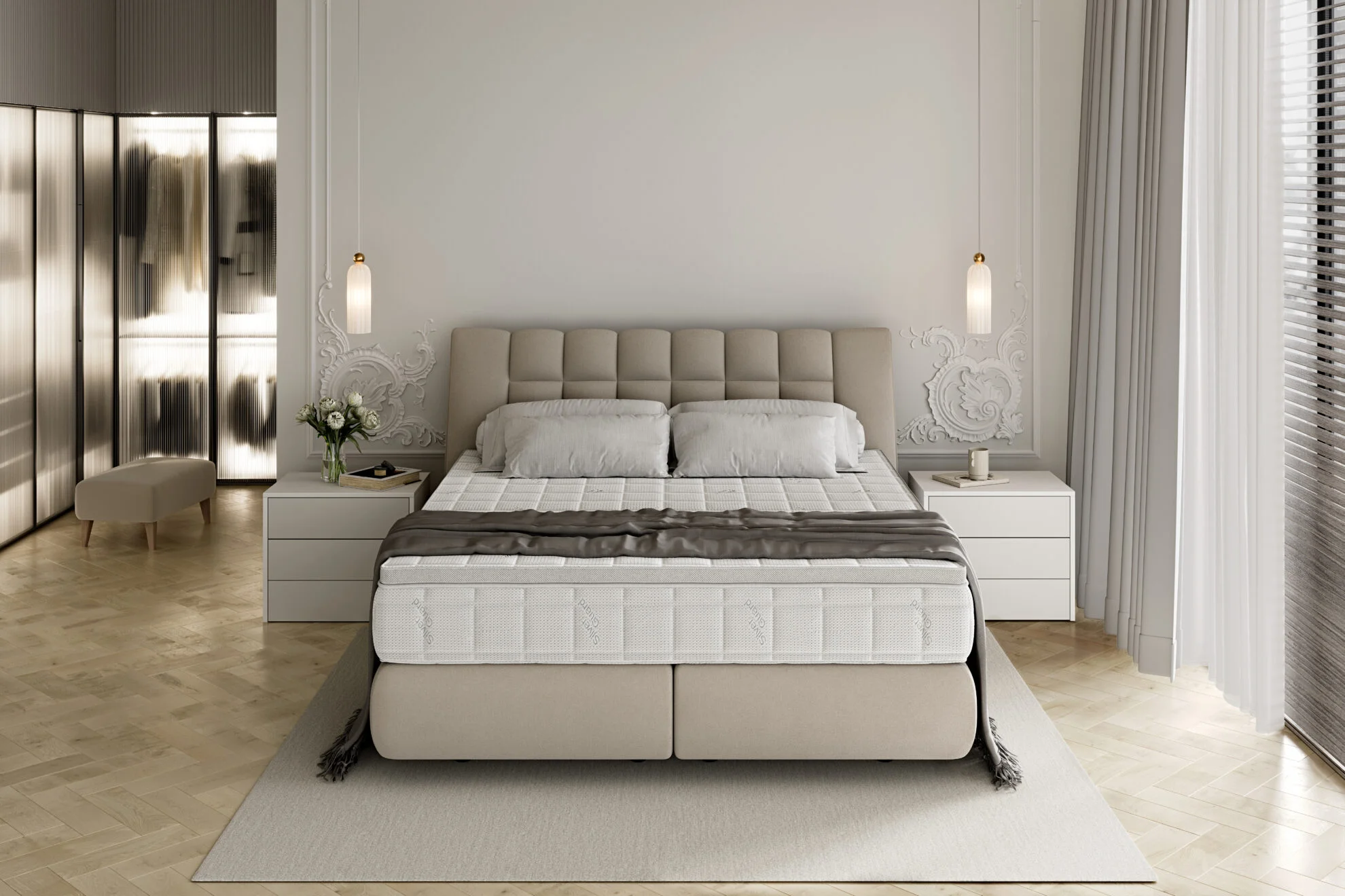 Dormitor DIANA tapițat cu stofă