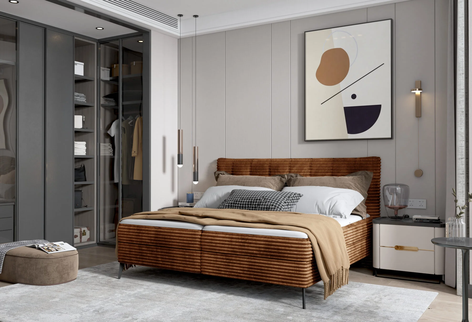 Dormitor MARTINA tapițat cu stofă