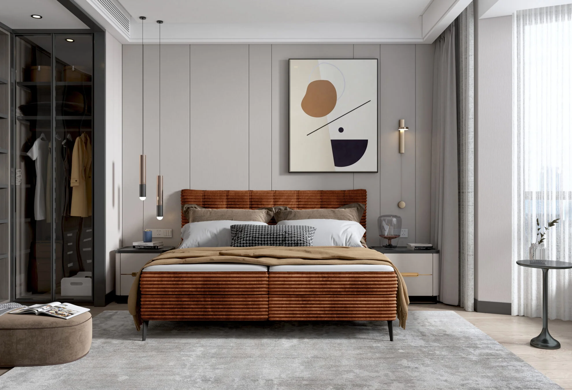 Dormitor MARTINA tapițat cu stofă