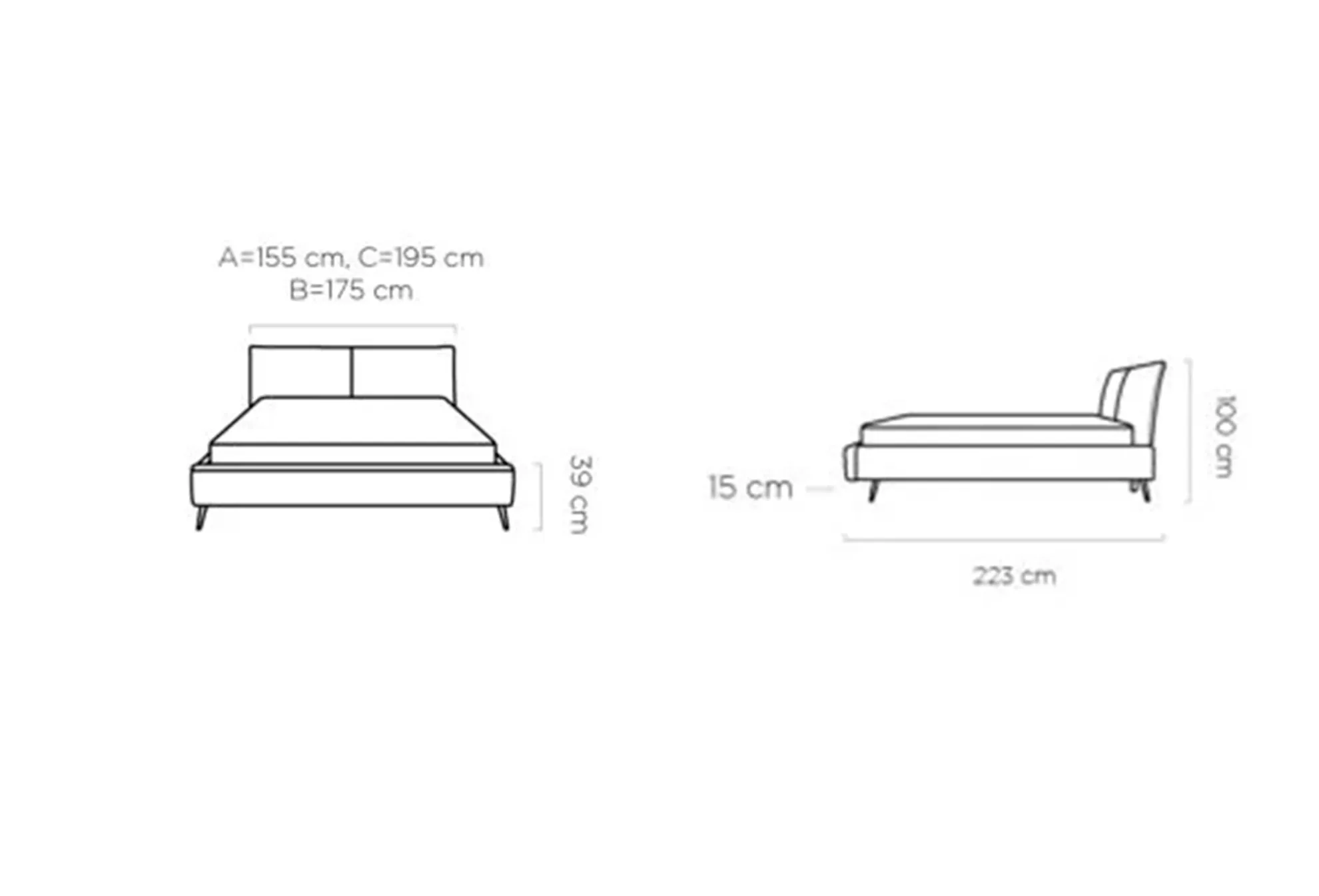 Dormitor ZOYA WB tapițat cu stofă
