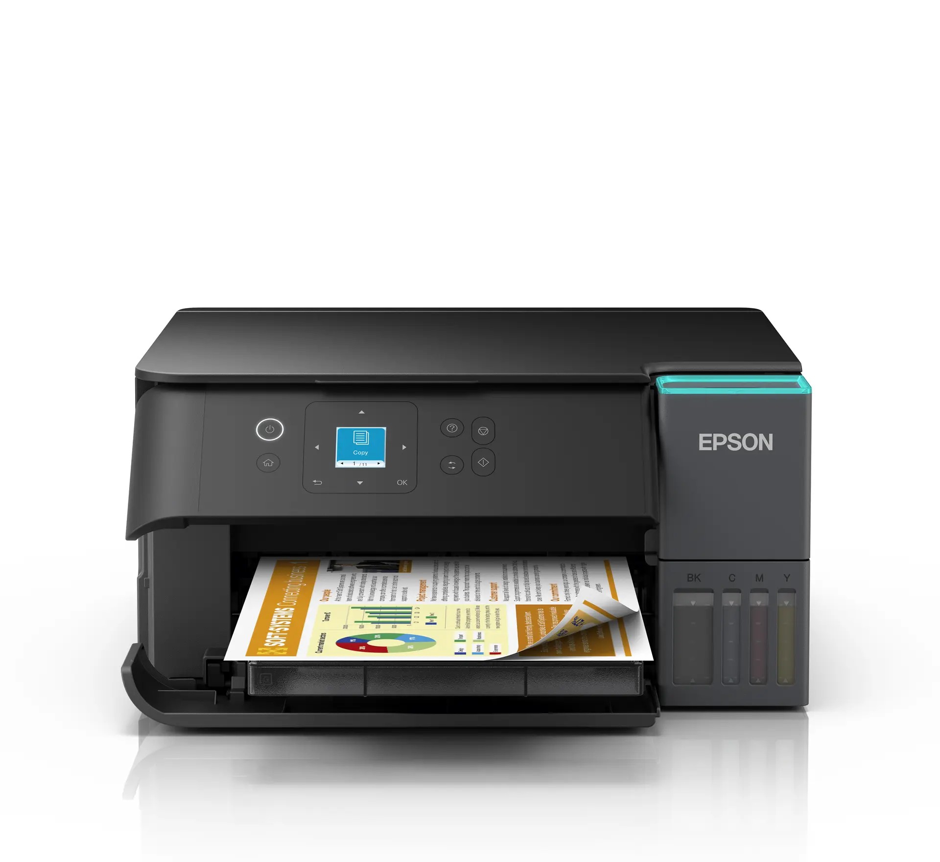 MFD CISS Epson EcoTank L4360 black, Color Printer/Duplex/Scanner/Copier,Wi-Fi, A4, Print 4800x1200dpi, 3.3pl, Black - Pigment, LCD 3.7 cm, Scan 2400x1200 dpi, ISO/IEC 15.0/8.0 ipm,64-300 г/м2, Wi-Fi Direct,USB 2.0, 4 ink tanks: 2*C13T03V14A/24A/34A/44A B/M/Y/C Black: 15.100 pages Colour: 5.500 p.