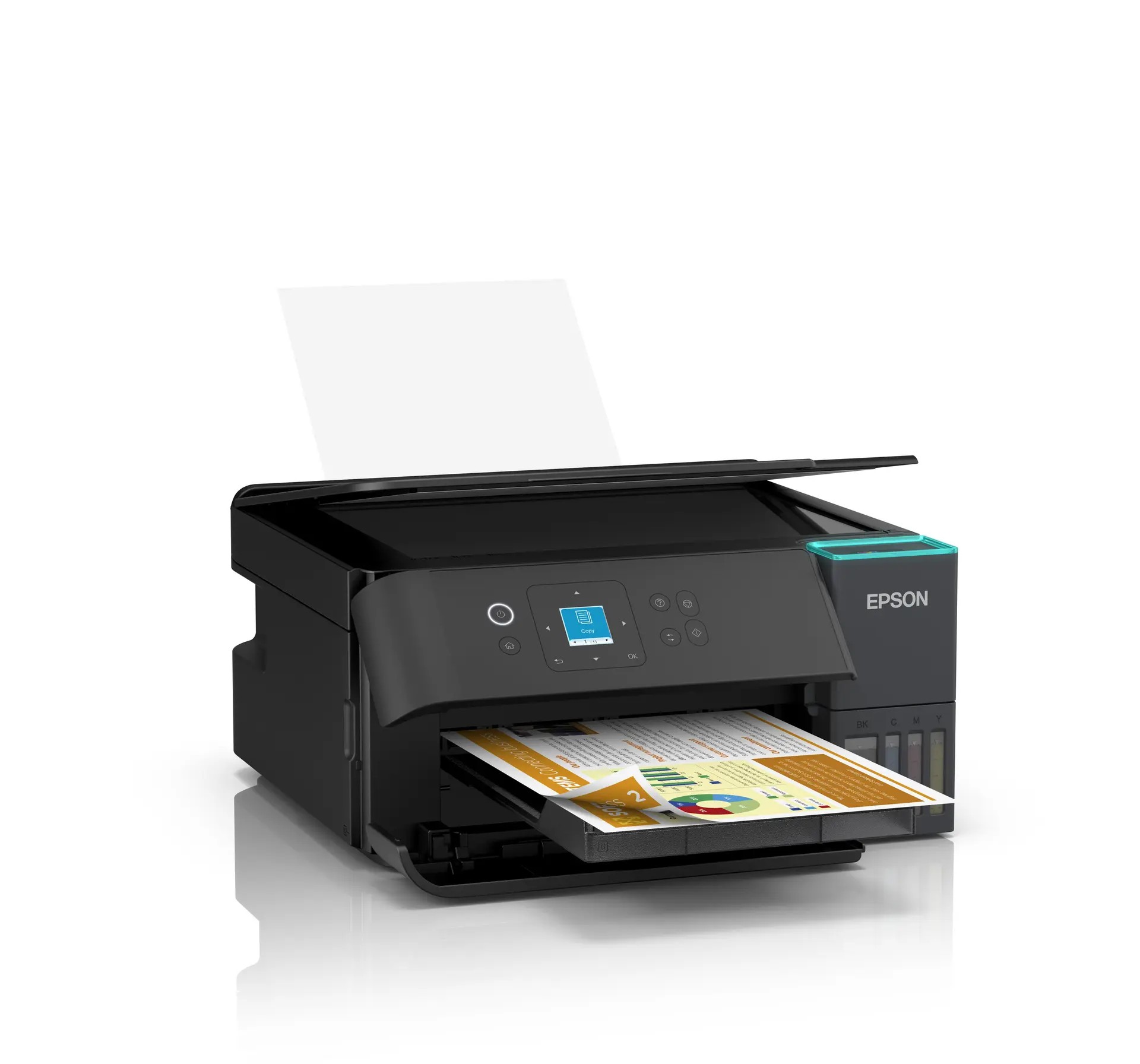 MFD CISS Epson EcoTank L4360 black, Color Printer/Duplex/Scanner/Copier,Wi-Fi, A4, Print 4800x1200dpi, 3.3pl, Black - Pigment, LCD 3.7 cm, Scan 2400x1200 dpi, ISO/IEC 15.0/8.0 ipm,64-300 г/м2, Wi-Fi Direct,USB 2.0, 4 ink tanks: 2*C13T03V14A/24A/34A/44A B/M/Y/C Black: 15.100 pages Colour: 5.500 p.
