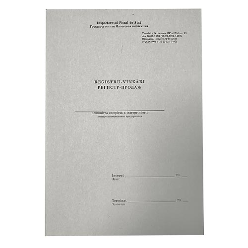 Registru-Vinzari A4, hirtie de ofset, 50 file [Alb]