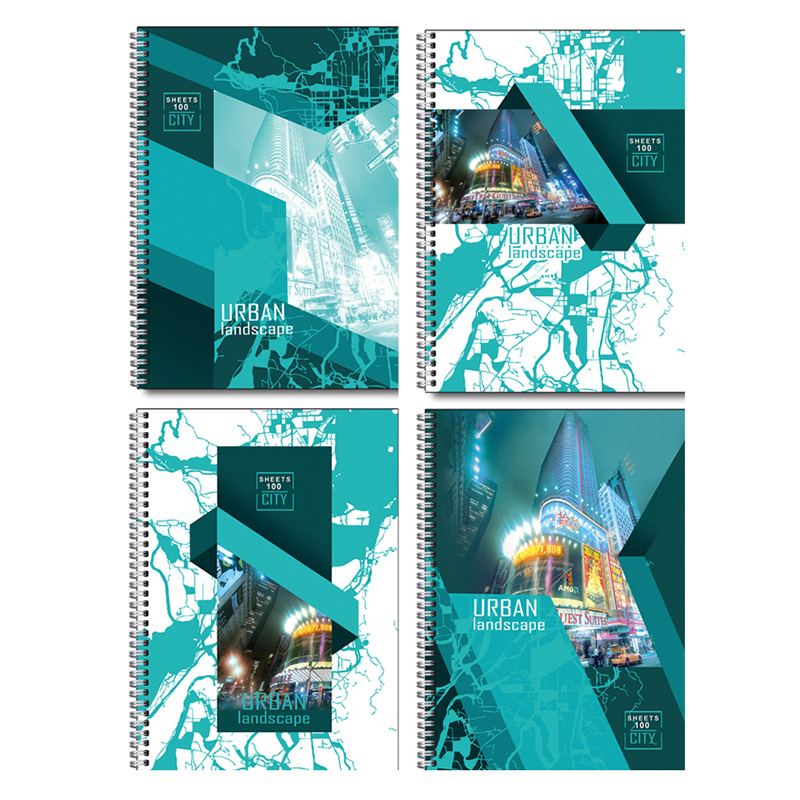 Caiet cu spirală Open space A4, 100 foi, pătrățele, copertă moale [Albastru]