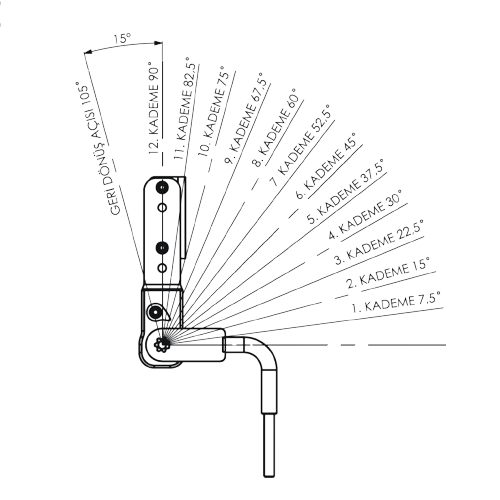 Headrest Rod Mechanism (228) 12 Pozitii