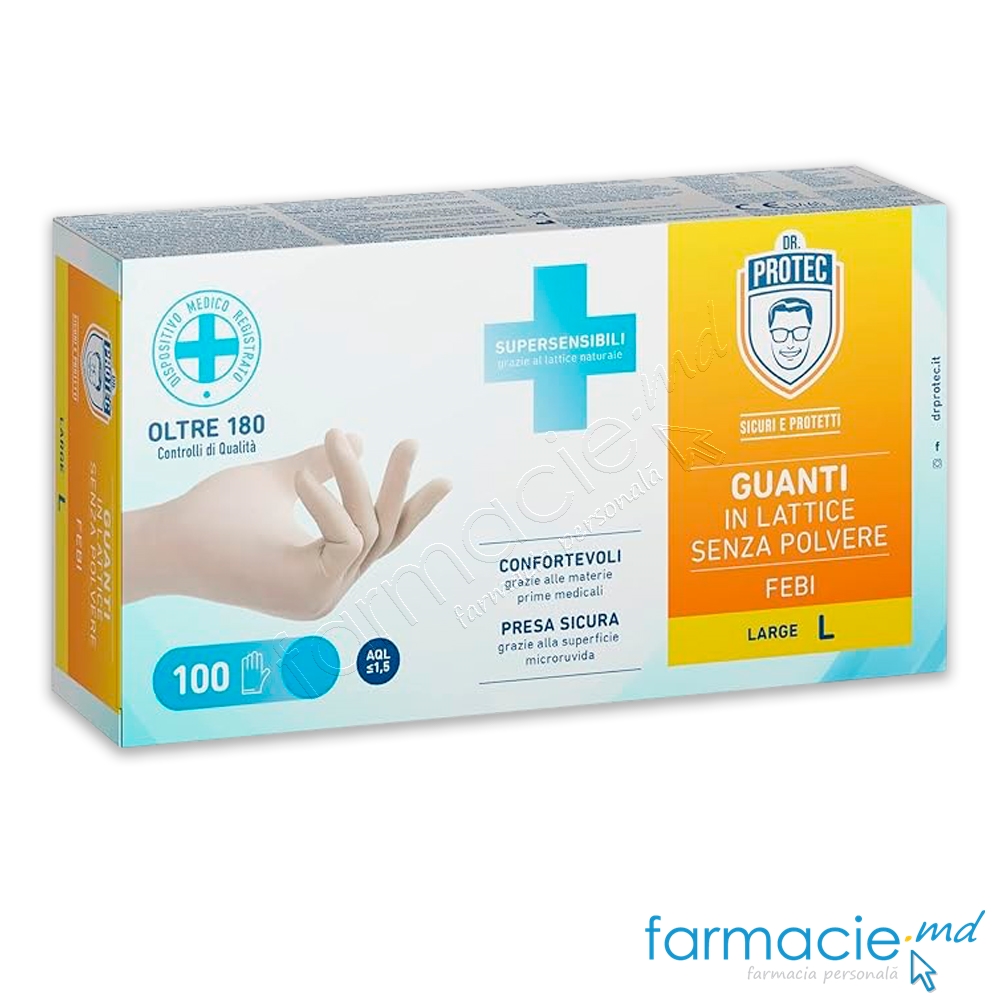 Manusi nesterile latex DR. PROTEC fara talc Large Bericah (TVA 8%)