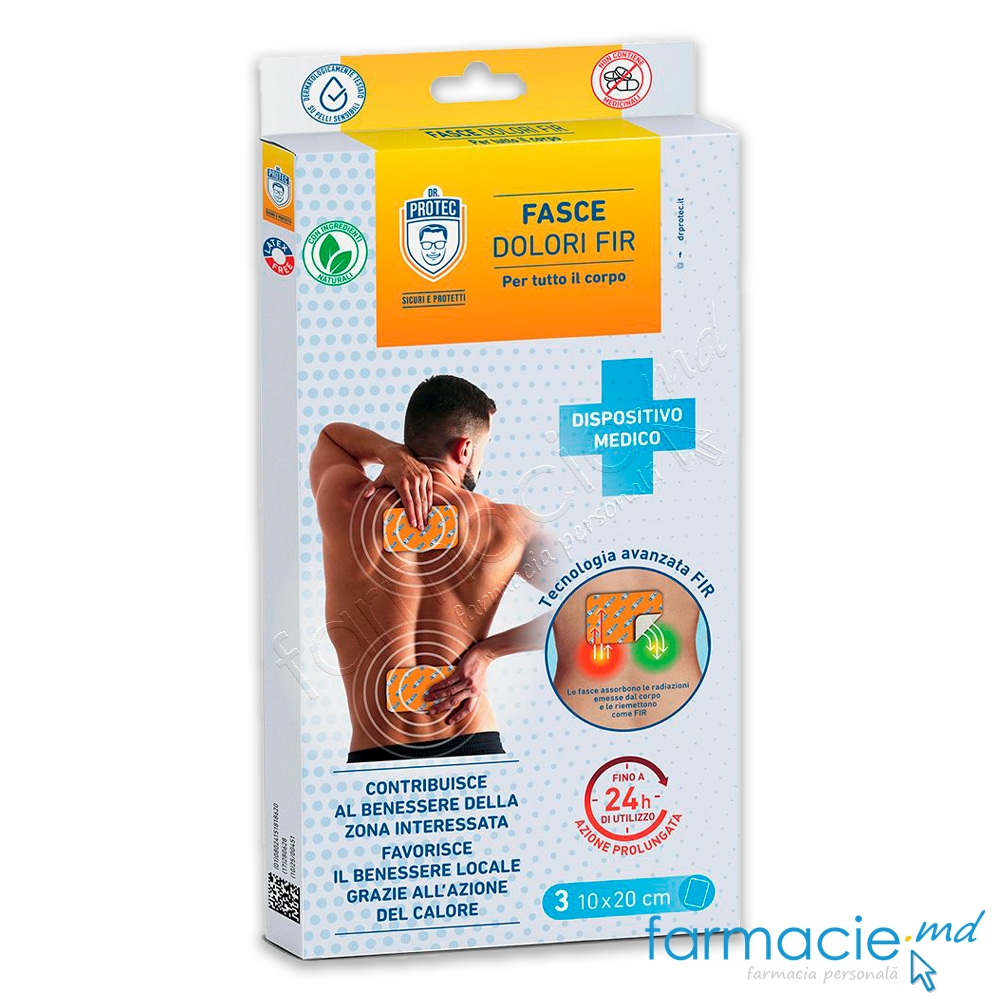 Emplastru DR. PROTEC 10x20cm N3 tehnologie FIR dureri, tensiuni musculare