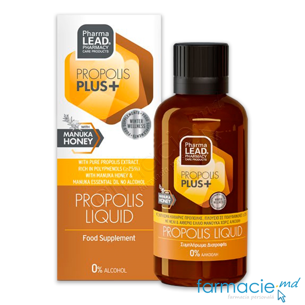 PROPOLIS PLUS Picaturi Pur 30% cu Manuka fara alcool 50ml PHARMALEAD