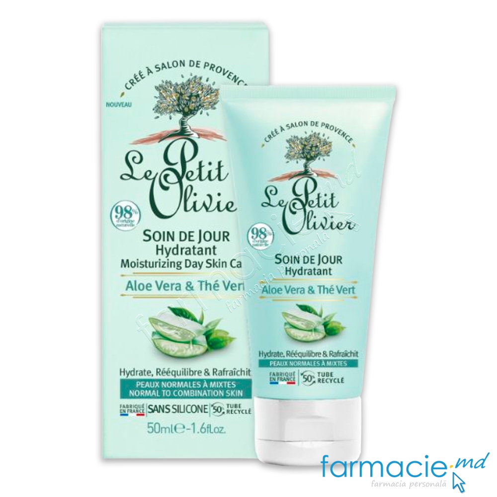 Le Petit Olivier Crema fata de zi hidratanta aloe vera si ceai verde TNM 50ml