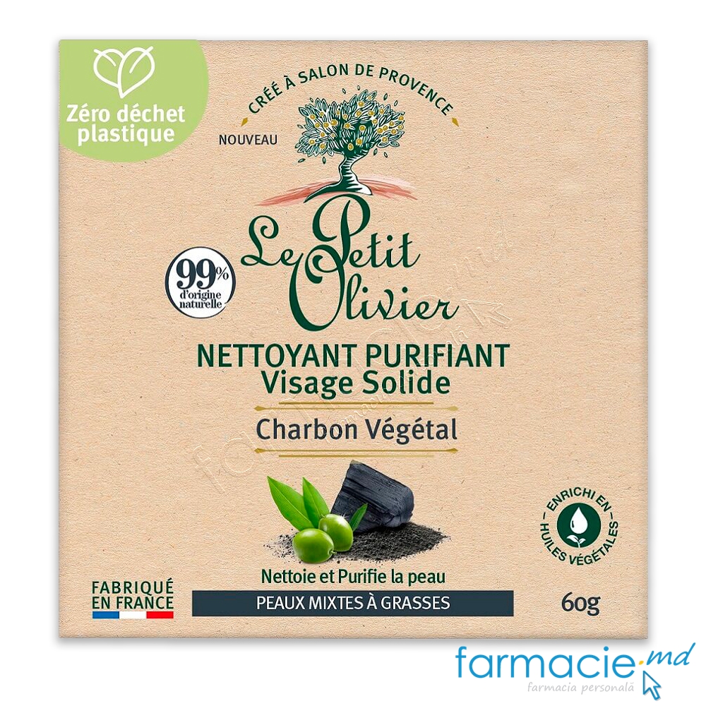 Le Petit Olivier Sapun solid fata carbune vegetal pentru puncte negre TNG 60g
