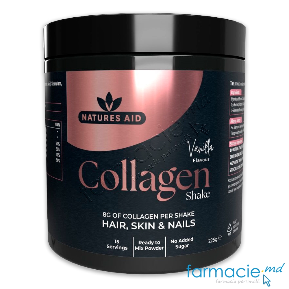 Colagen Peptid 8000mg+Acid Hyaluronic+C+Biotin+Se+Cr 15 doze x15g pulbere 225g Natures Aid