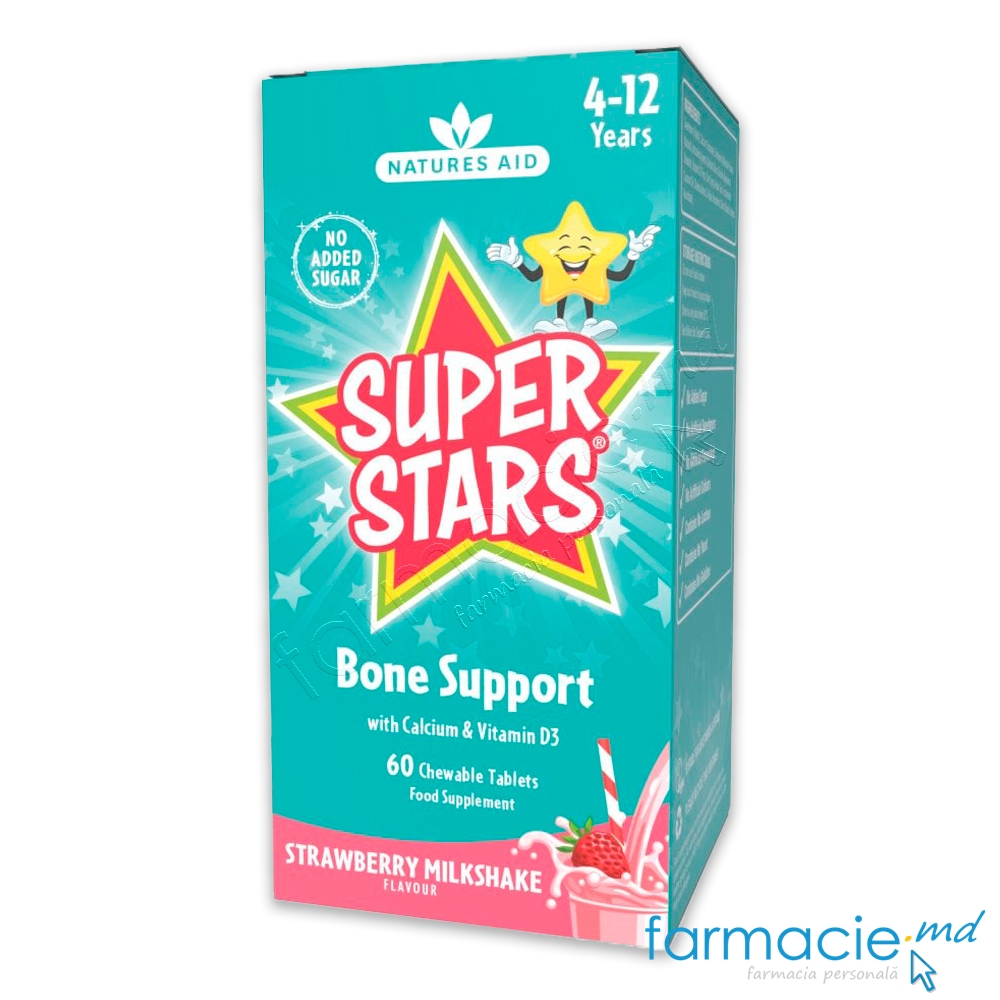 Super Stars Bone Support (oase, dinti 4+) comp. masticab. N60  Natures Aid