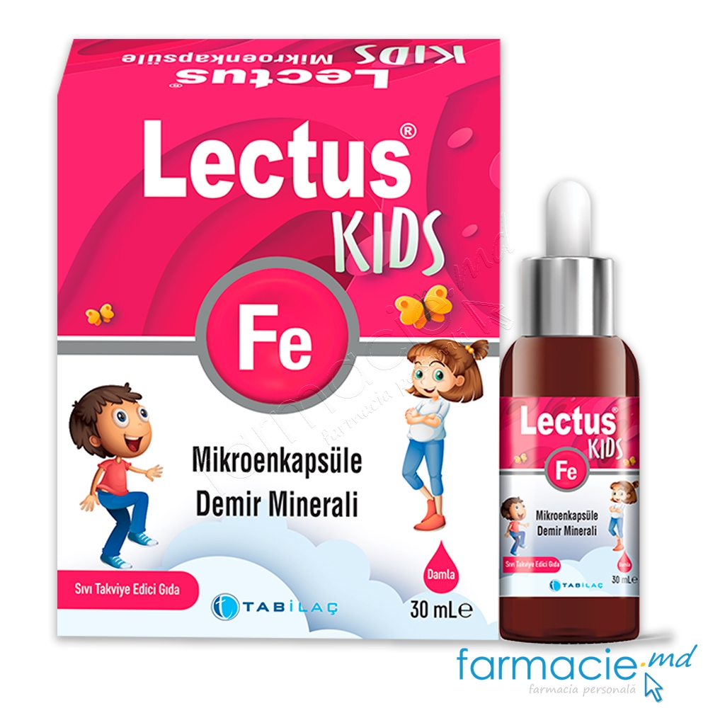 LECTUS Kids Fe 8,5mg fara coloranti si zahar picaturi 30ml Tab Ilac