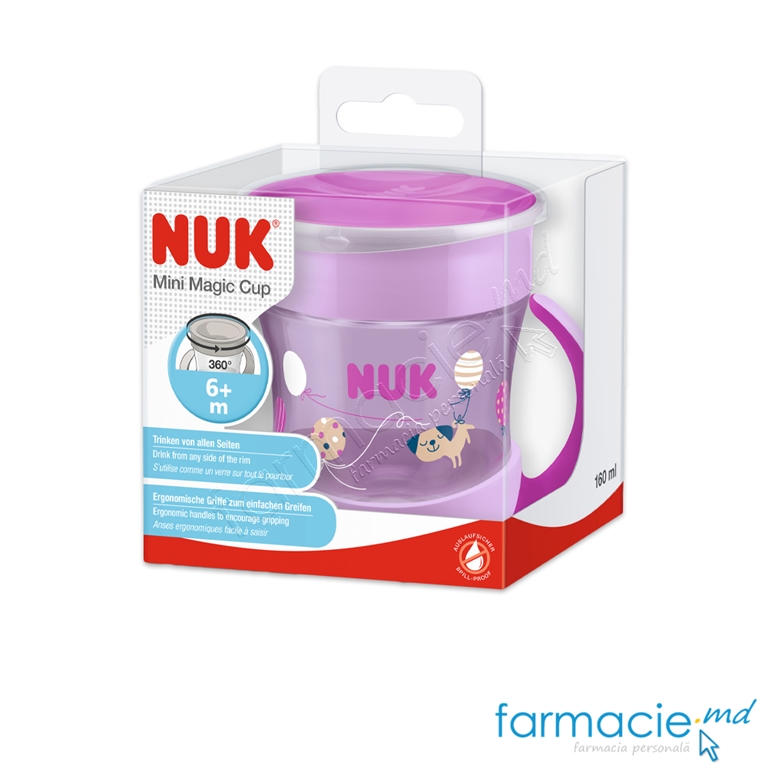 NUK Canuta mini Magic cu manere 6 luni+ 160ml