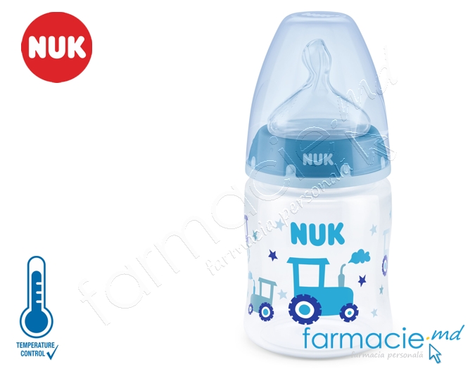 NUK Sticluta First Choice Temp plastic 150ml+tetina silicon 0-6luni