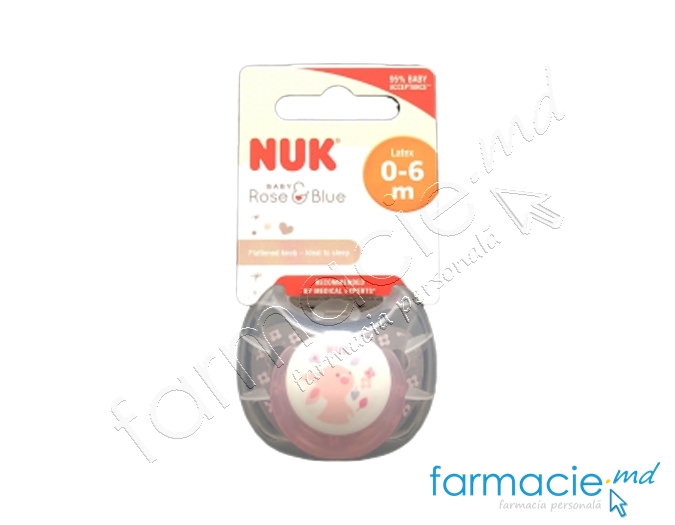 NUK Suzeta latex Baby Rose 0-6luni in cutie