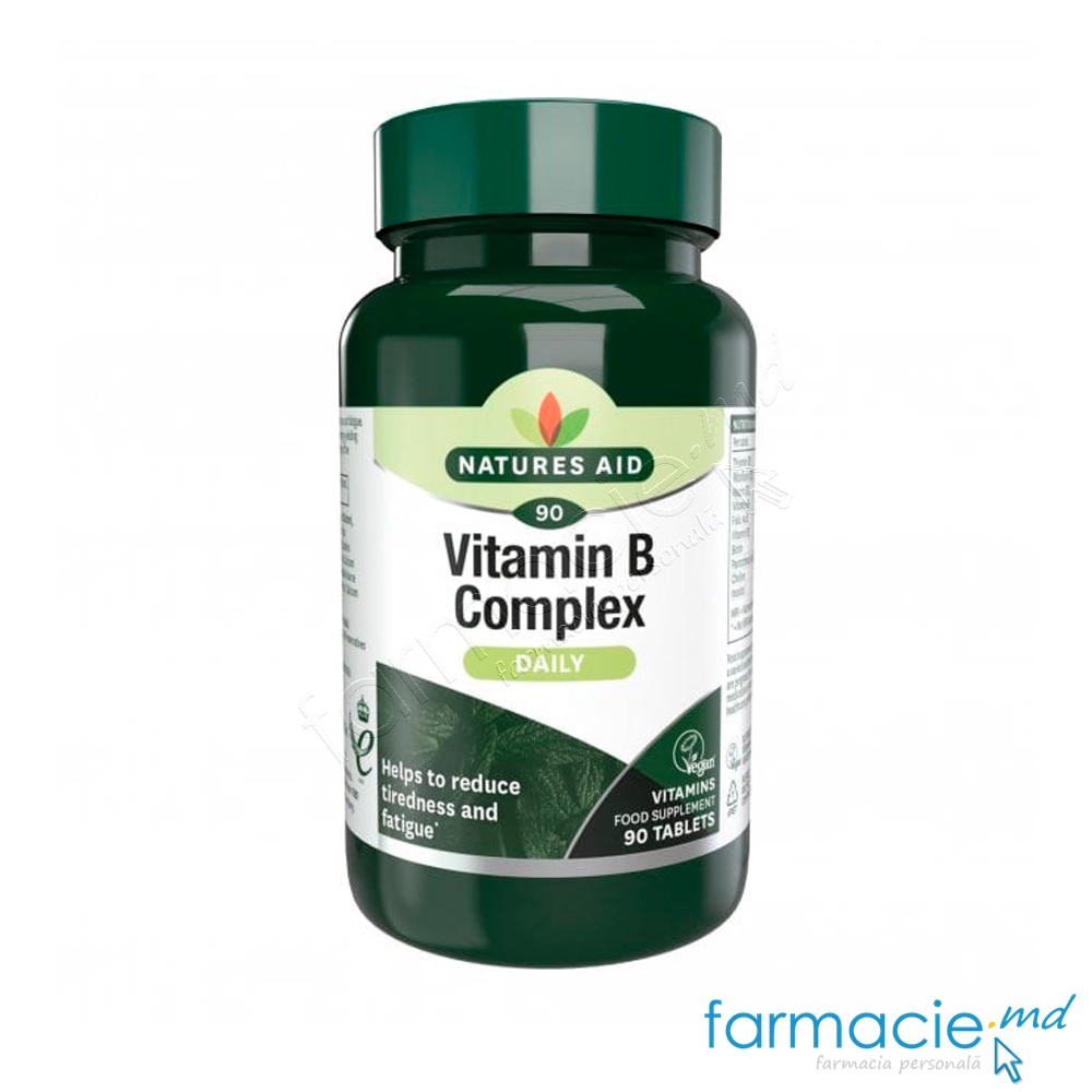 Vitamina B Complex+Acid folic 200mcg comp. N90 (reduce oboseala) Natures Aid