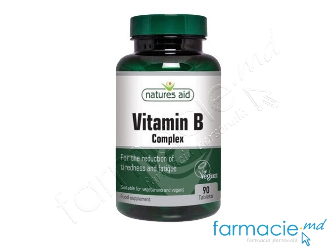 Vitamina B Complex+Acid folic 200mcg comp. N90 (reduce oboseala) Natures Aid