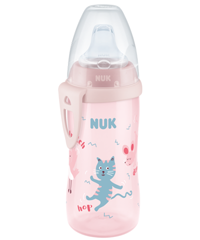 NUK Sticluta Active Cup anticurgere,cu adaptor silicon 300ml 12luni+