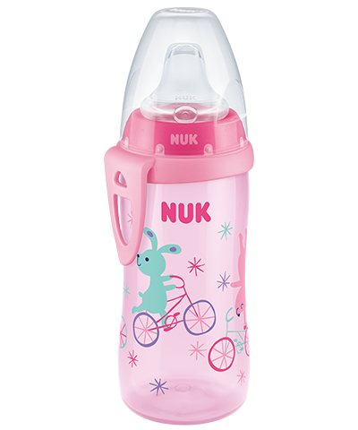 NUK Sticluta Active Cup anticurgere,cu adaptor silicon 300ml 12luni+