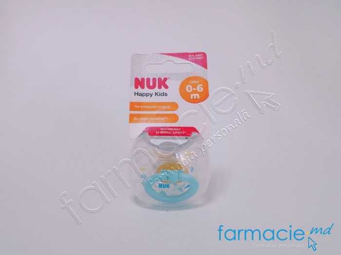 NUK Suzeta latex Happy Kids 0-6luni in cutie
