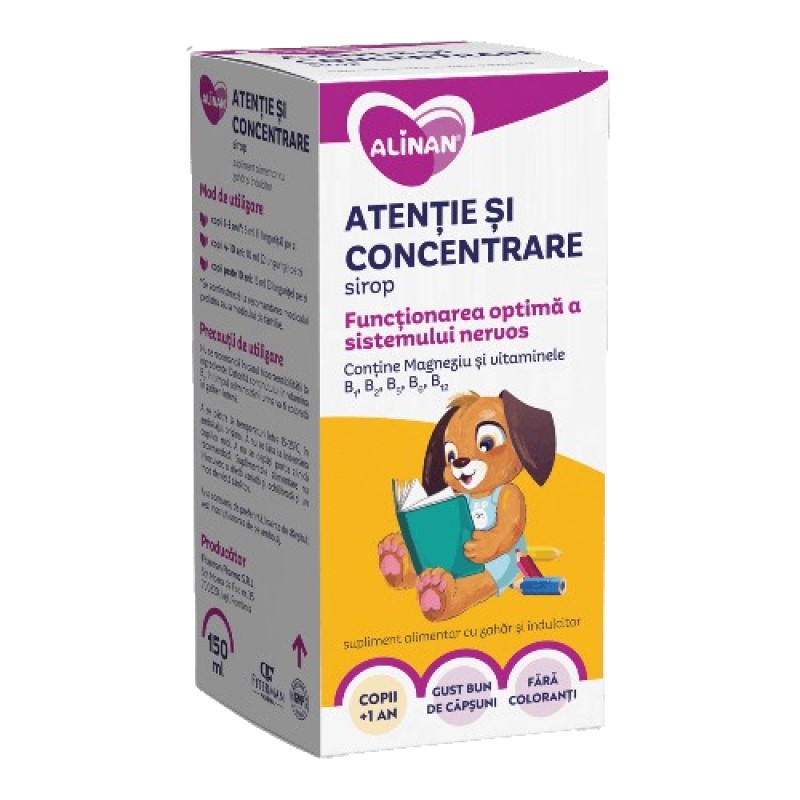 Alinan Atentie si concentrare sirop 150ml (1an+) + CADOU Fiterman
