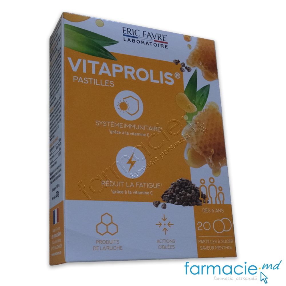 VITAPROLIS 50mg comp.de supt N20 (propolis, bromelaina,vit C,menta,eucalypt,miere) Eric Favre