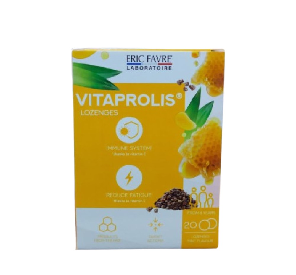 VITAPROLIS 50mg comp.de supt N20 (propolis, bromelaina,vit C,menta,eucalypt,miere) Eric Favre